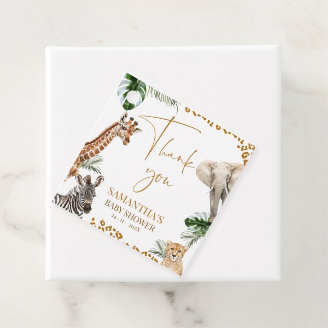 Cheetah Safari Wild One Baby Shower Thank You Geschenkanhänger (Beispiel)