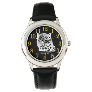 Cheetah schwarz-weiße Augen Armbanduhr