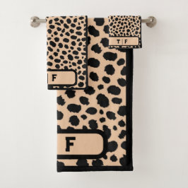 Cheetah Skin Print Initial Monogram | Badhandtuch Set