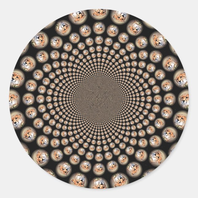 Cheetah Spin Spectacle - Feline Frenzy: Farbenfroh Runder Aufkleber (Vorderseite)
