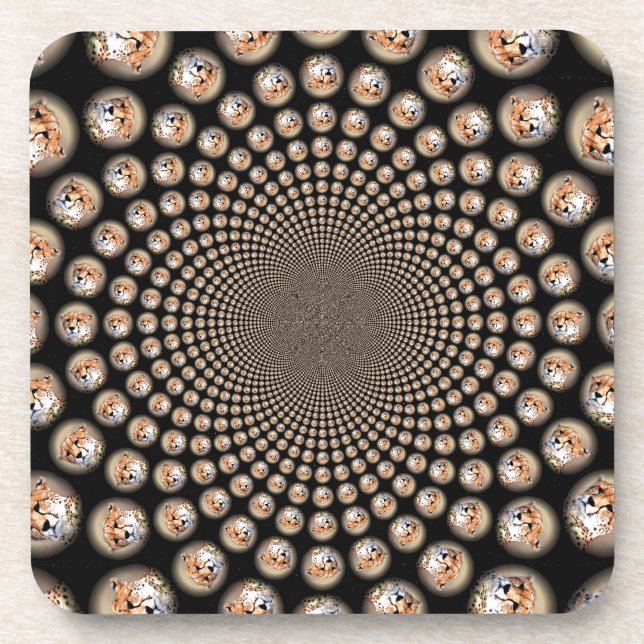 Cheetah Spin Spectacle - Feline Frenzy: Farbenfroh Untersetzer (Vorderseite)