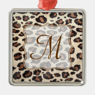 Cheetah Spot Tierpräparat Monogramm Erstmaliges Or Silbernes Ornament