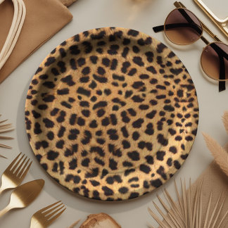 Cheetah Spots Muster Gold Black ID1155 Pappteller