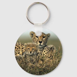 Cheetah und Cub Schlüsselanhänger