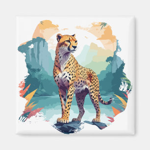 Cheetah Vector Art Animal in the Majestic Nature Magnet