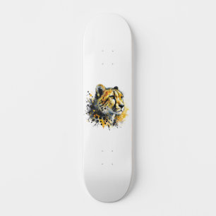 Cheetah Watercolor Enk Splatter Skateboard