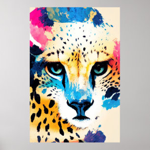 Cheetah Wild Nature Tierfarben Malerei Poster