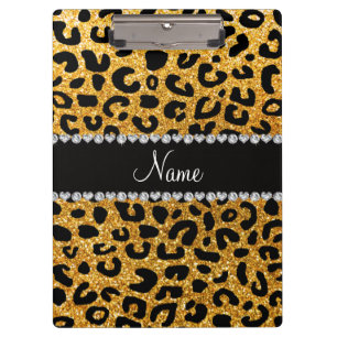 Cheetahdruck Glitter des individuellen Namens Klemmbrett