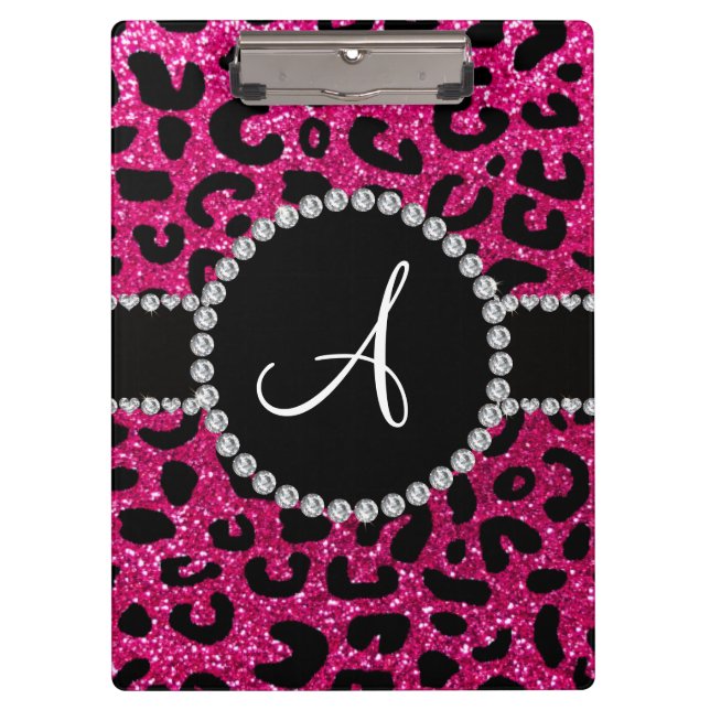 Cheetahneonmuster Glitter des heißen Rosas des Klemmbrett (Vorderseite)