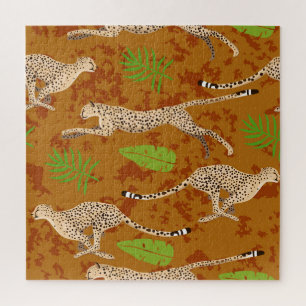 Cheetahs-Blätter: Vintage Grafik nahtlos
