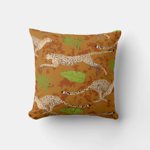 Cheetahs-Blätter: Vintage Grafik nahtlos Kissen