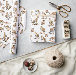 Cheetahs Floral Geschenkpapier
