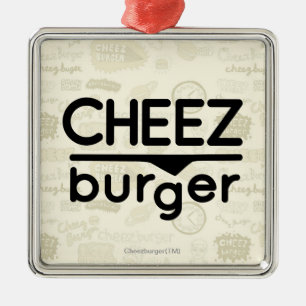 Cheezburger Logo (Schwarzes) Silbernes Ornament