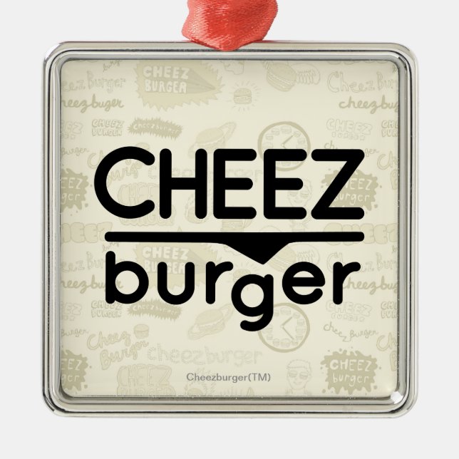 Cheezburger Logo (Schwarzes) Silbernes Ornament (Vorne)
