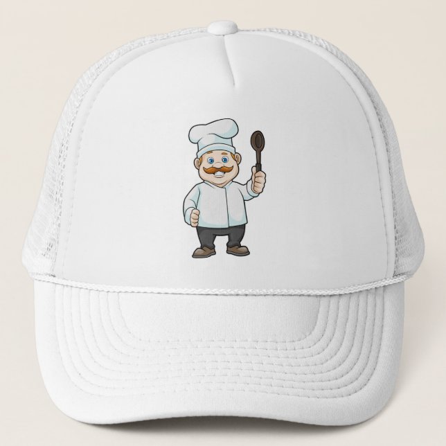 Chef avec casquette et cuillère à soupe du chef (Devant)
