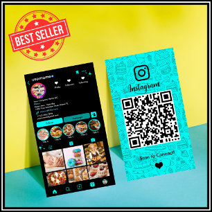 Chef Bäckerei Instagram Türkis Gebäck Catering QR Visitenkarte