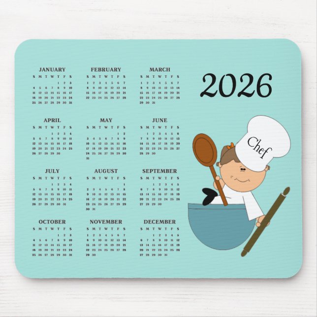 Chef Baker Design 2026 Kalender Mauspad (Vorne)