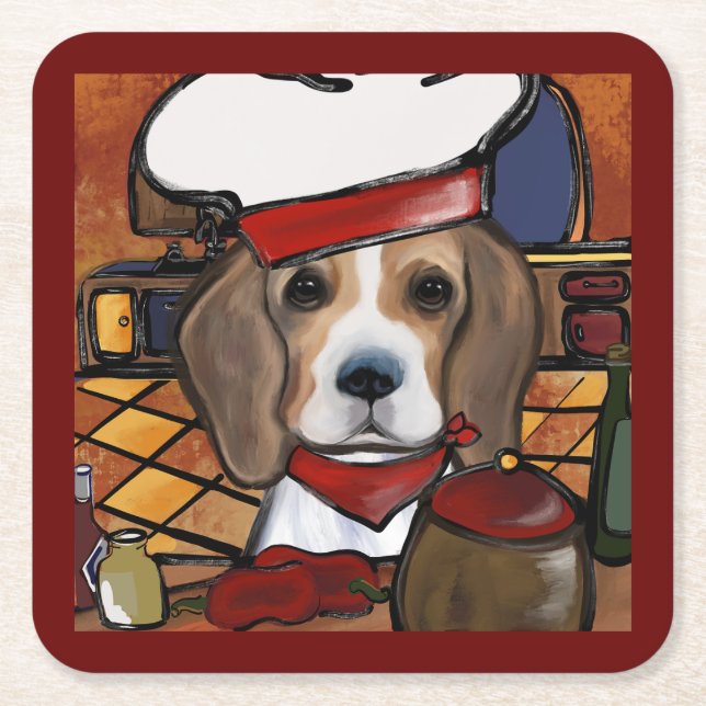 CHEF BEAGLE   RECHTECKIGER PAPPUNTERSETZER (Vorderseite)