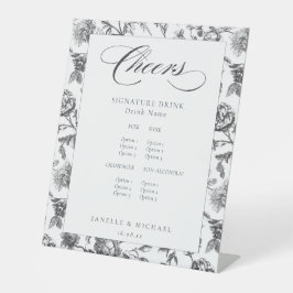 Chef Black & White Antique Toil Wedding Bar Menu Sockelschild