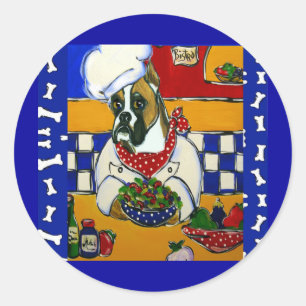 Chef Boxer Hund Runder Aufkleber