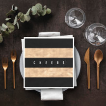 Chef Bronze Foil Black Stripes Holiday Party