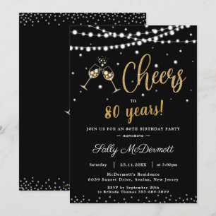 Chef Bubbly Birthday Party jedes Alter Black Gold Einladung