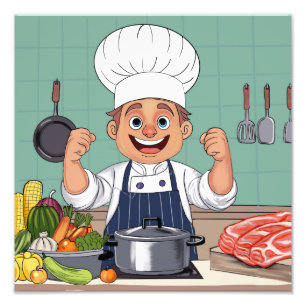 Chef-Cartoon Procreate-Handzeichnung  Fotodruck