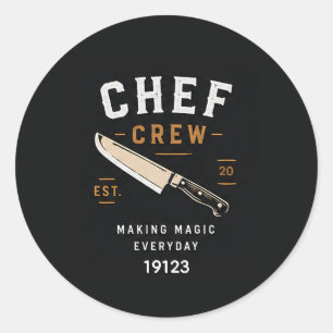 🔪 Chef Crew Restaurant-Küchenpersonal-Logo 🔪 Runder Aufkleber
