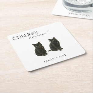 Chef Custom 2 Cats Black Text Wedding Rechteckiger Pappuntersetzer
