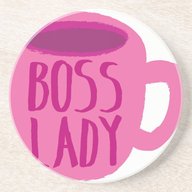 CHEF-Dame mit einer rosa Kaffeetasse Getränkeuntersetzer (Vorne)