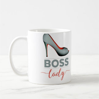 Chef-Dame Mug (farbige Buchstaben, rot und grau) Kaffeetasse