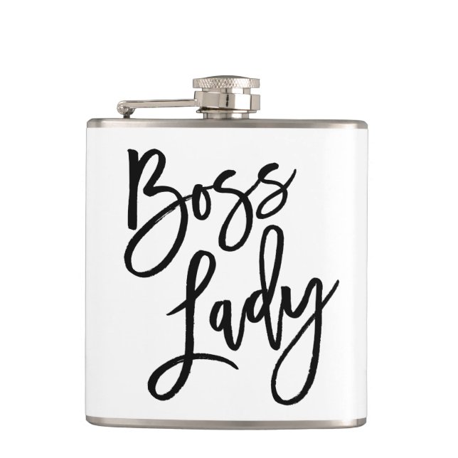 Chef-Dame Trendy Lettering Flachmann (Vorderseite)