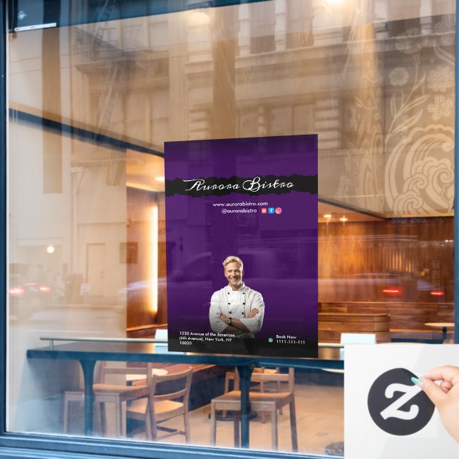  Chef Dark Violet with Black Shadows Fensteraufkleber (Café-Fenster)