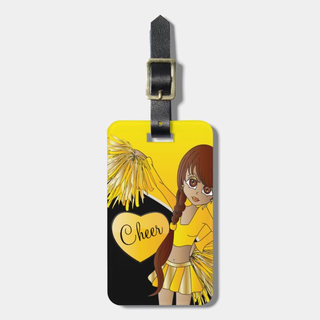 Chef Diva Yellow Cheerleader Gepäckanhänger (Vorderseite vertikal)