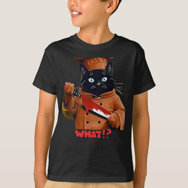 Chef éffrayant Chat "Quoi ! ?" T-shirt enfant d'Ha (Devant)