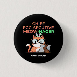 Chef Egg-secutive Meow-Nager Lustiger Oster-Katze  Button