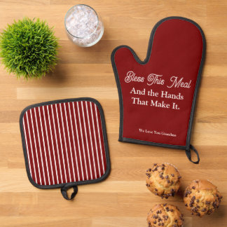Chef-Familien-Weihnachtsgeschenk Ofenhandschuh & Topflappen-Set