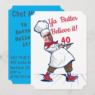 Chef Funny Birthday Cook Face Replace Humor Fab Einladung