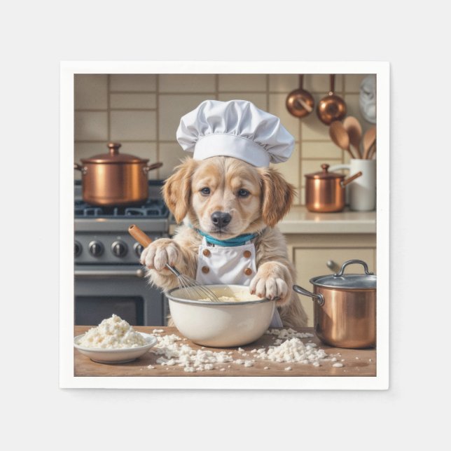 Chef Golden Retriever Puppy  Serviette (Vorderseite)