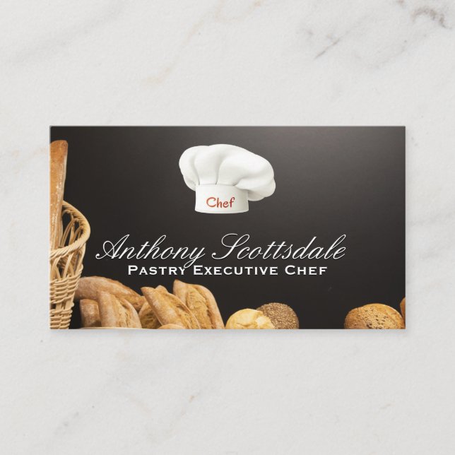 Chef Hat | Baked Broad Background Business Card Visitenkarte (Vorderseite)
