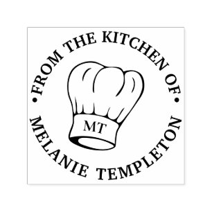 Chef Hut Toque "Aus der Küche von" Namensinitialen Permastempel