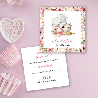 Chef Kitten Bakery Thank you Quadratische Visitenkarte