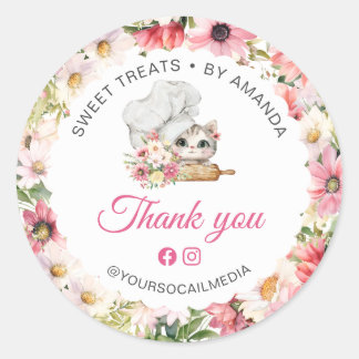 Chef Kitten Bakery Thank you Runder Aufkleber