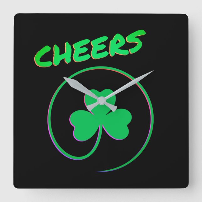Chef Kleeblatt Clover Irland Quadratische Wanduhr (Vorderseite)