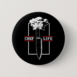 Chef Koch Leben Messer Restaurant Kochen Essen Kul Button