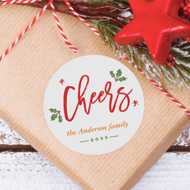 Chef New Year Modern Simple Calligraphy Script Runder Aufkleber (Von Creator hochgeladen)