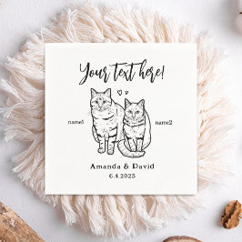 Chef Niedlich 2 Katzen Zeichnend Personalisiertes  Serviette