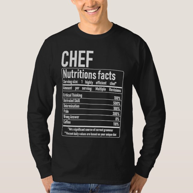 Chef Nutrition Facts  Culinary Cooking Cooker Outf T-Shirt (Vorderseite)