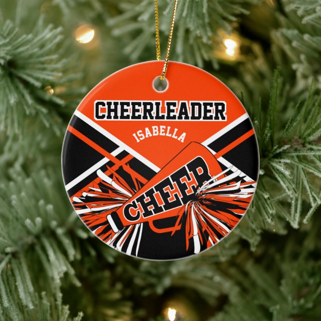 Chef 📣 💖 - Orange, Schwarz und Weiß Keramik Ornament (Baum)