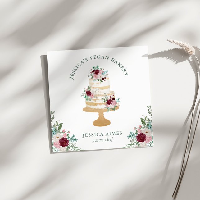 Chef pâtisserie boulangerie Floral Cake Carte de v (Créateur téléchargé)